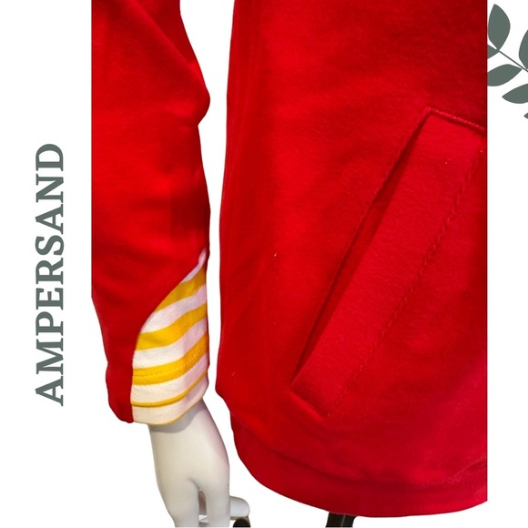 Ampersand Ave Doublehood Hoodie | Red & Yellow Striped Sleeves | Bright Size XS - Picture 6 of 10